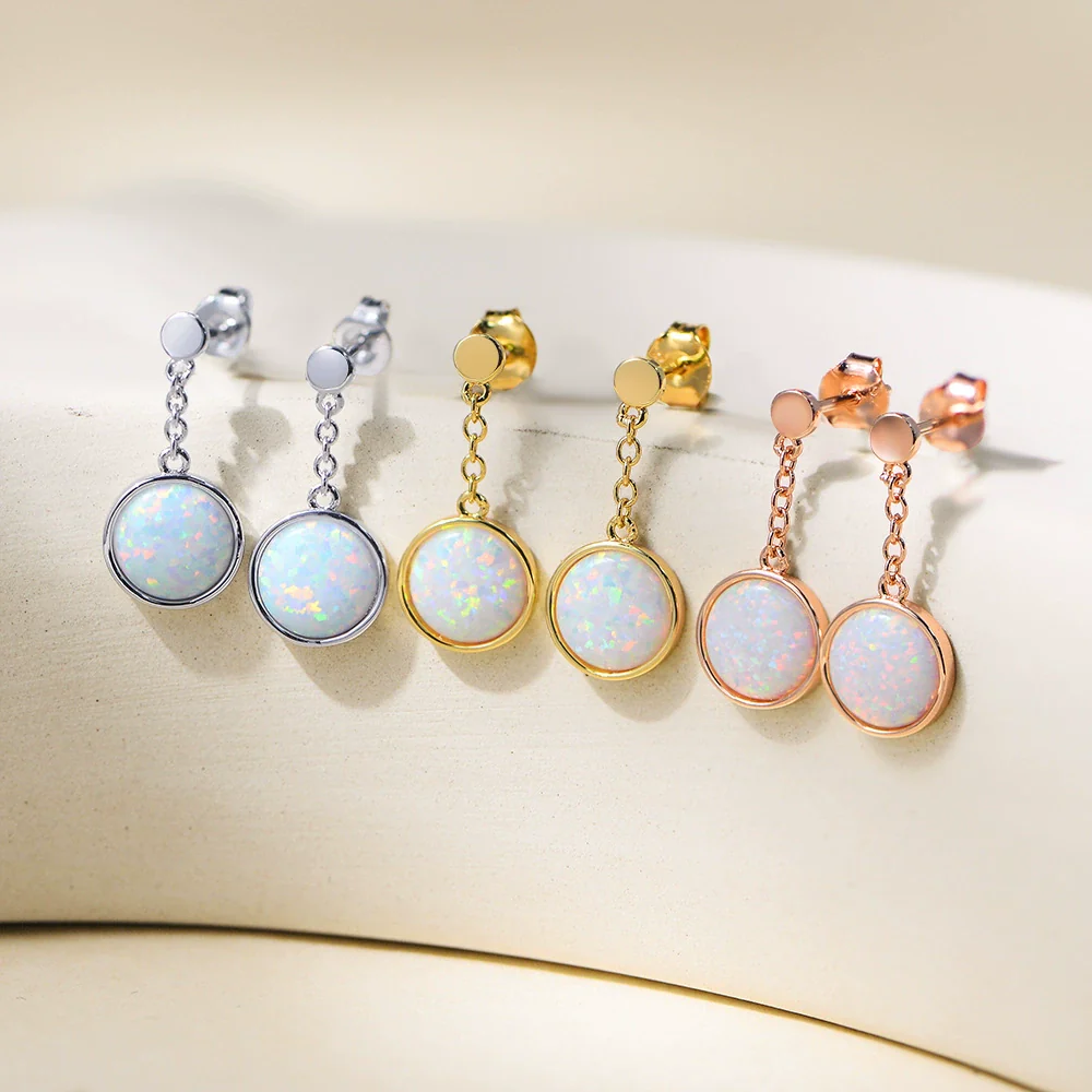 Wholesale Geometric Copper Goldplated Earrings For Women With Australian Opal - Image 3