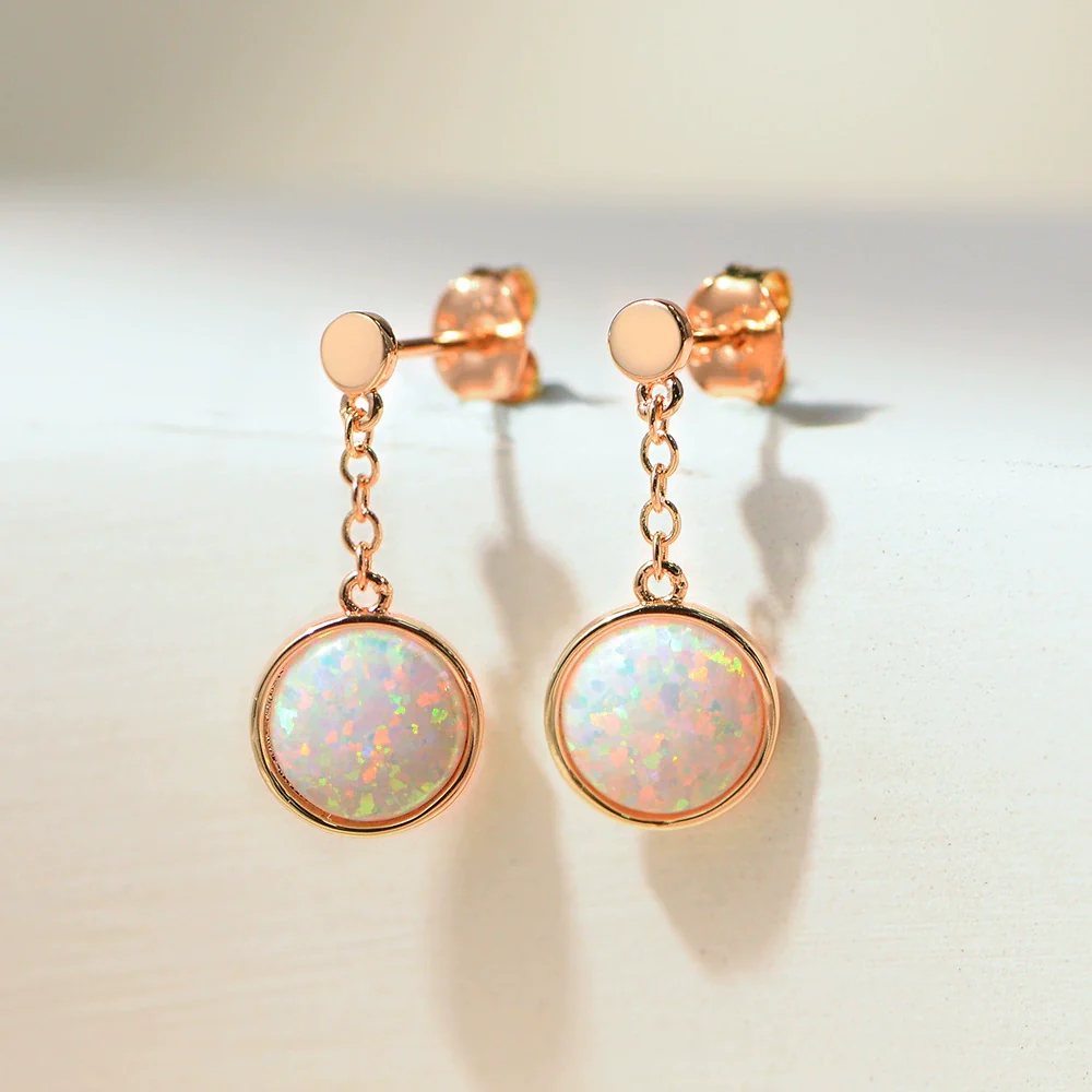 Wholesale Geometric Copper Goldplated Earrings For Women With Australian Opal - Image 6