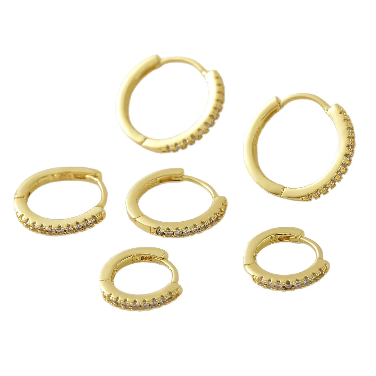 Wholesale Geometric Copper Goldplated Zircon Inlaid Hoop Earrings Unisex - Image 5