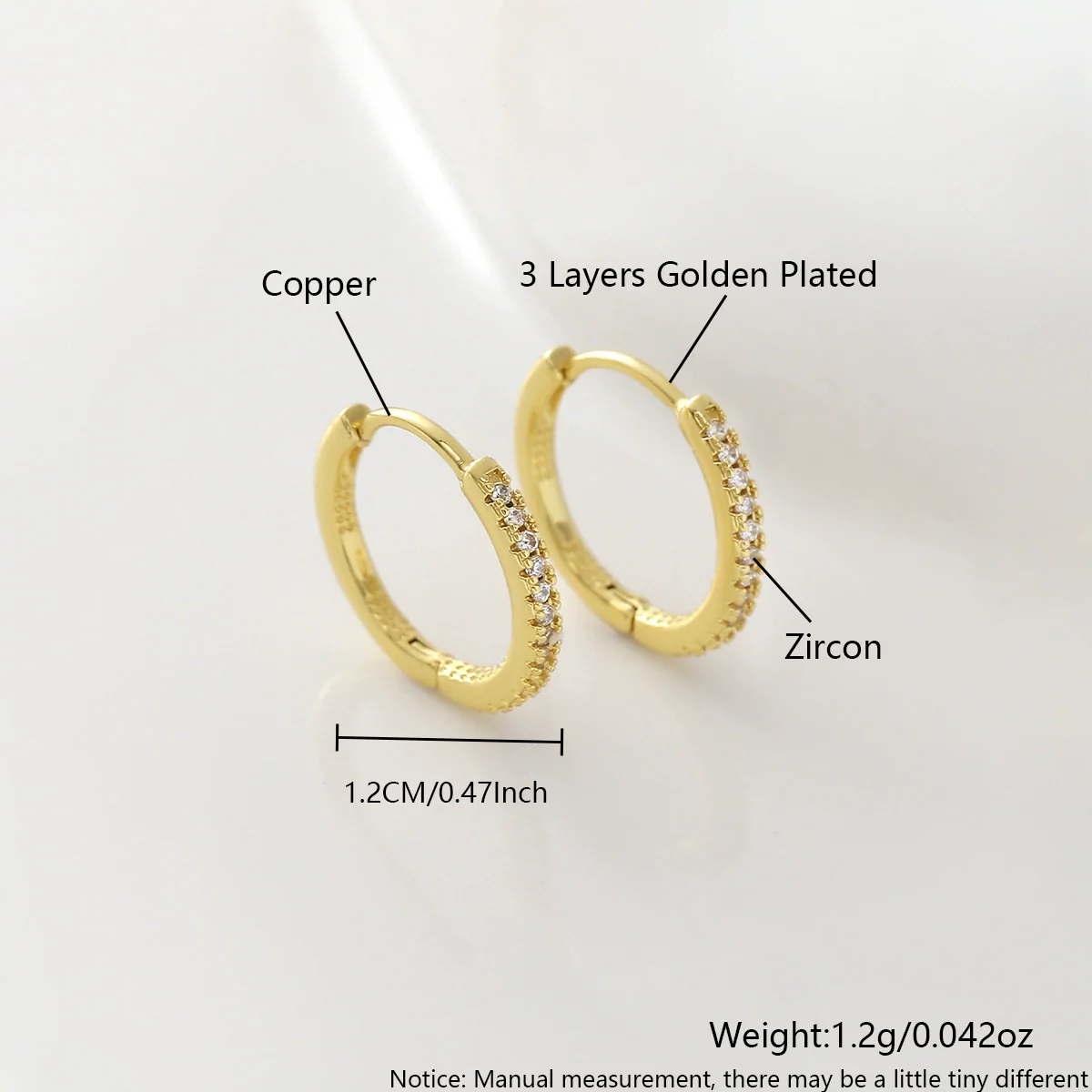 Wholesale Geometric Copper Goldplated Zircon Inlaid Hoop Earrings Unisex - Image 6