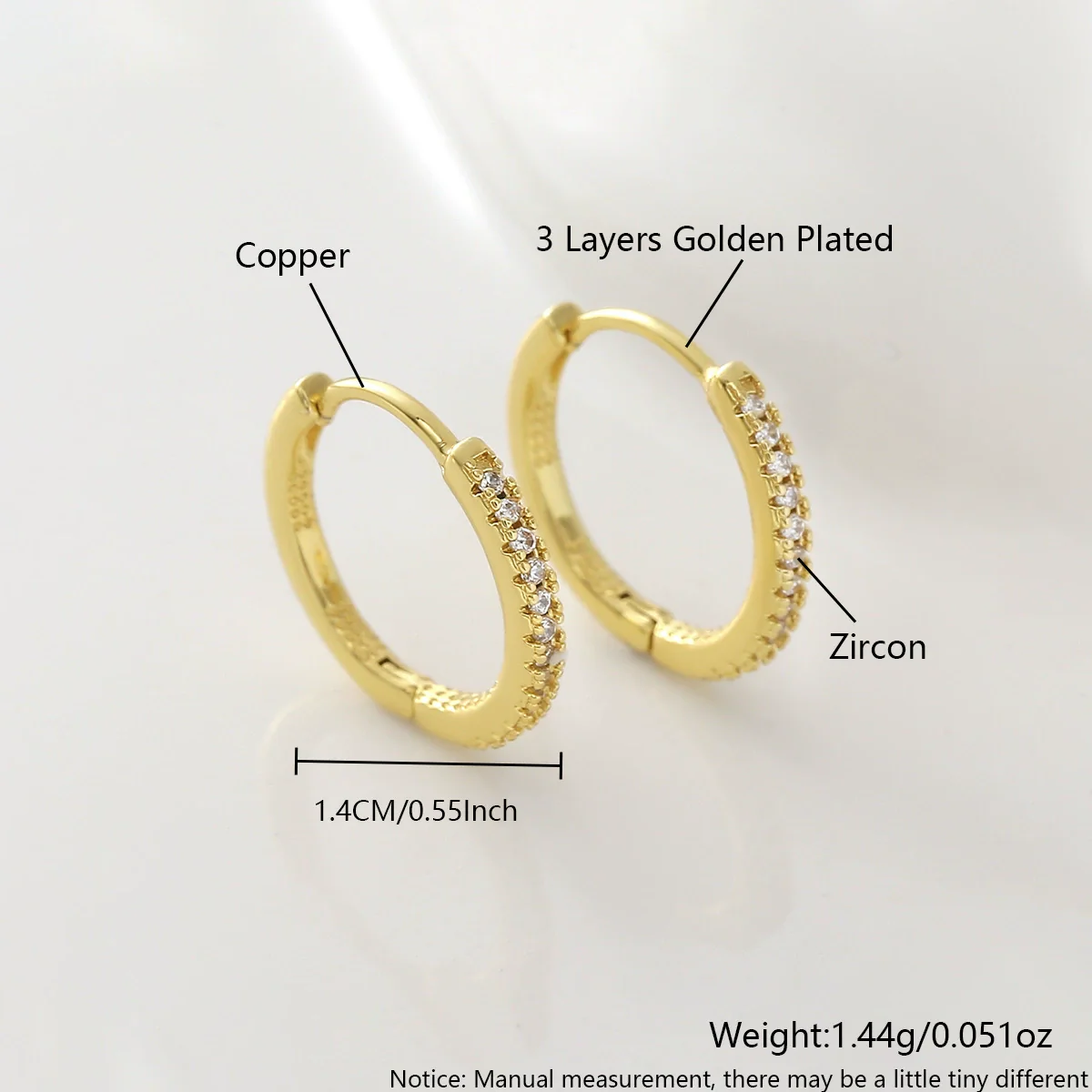 Wholesale Geometric Copper Goldplated Zircon Inlaid Hoop Earrings Unisex - Image 7