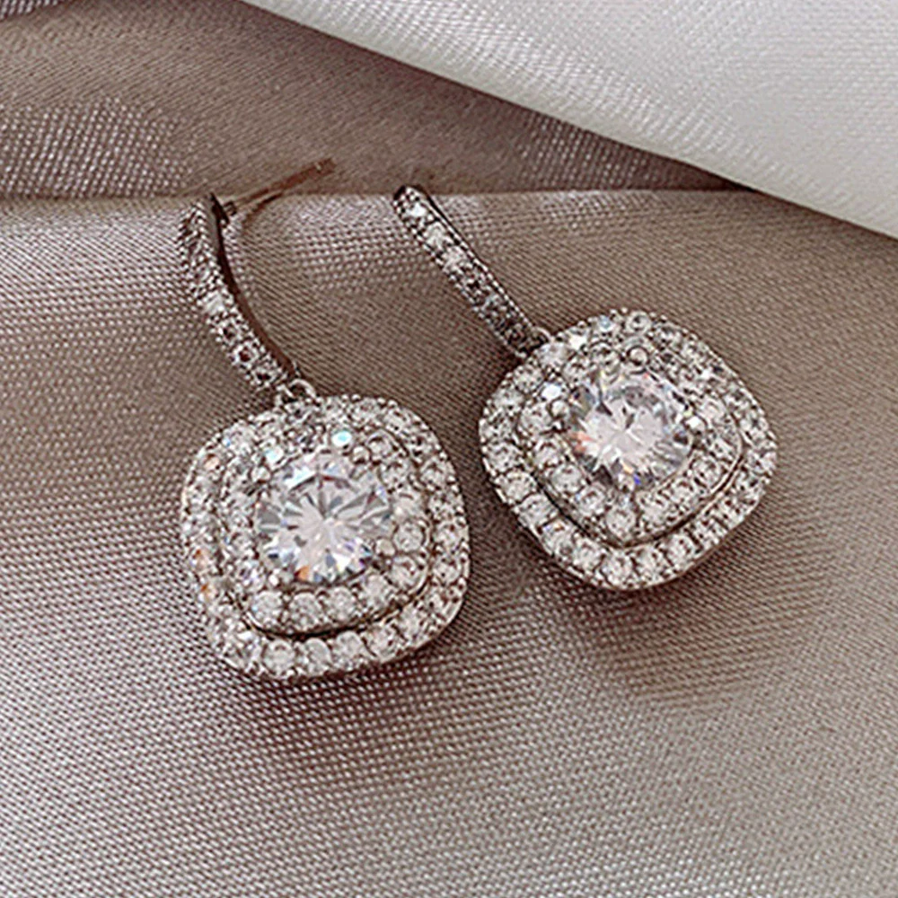 Wholesale Geometric Copper Zircon Microinlaid Earrings For Women Light Luxury Cold Style - Image 2