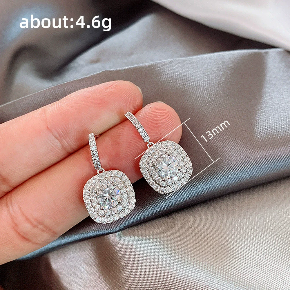 Wholesale Geometric Copper Zircon Microinlaid Earrings For Women Light Luxury Cold Style - Image 5