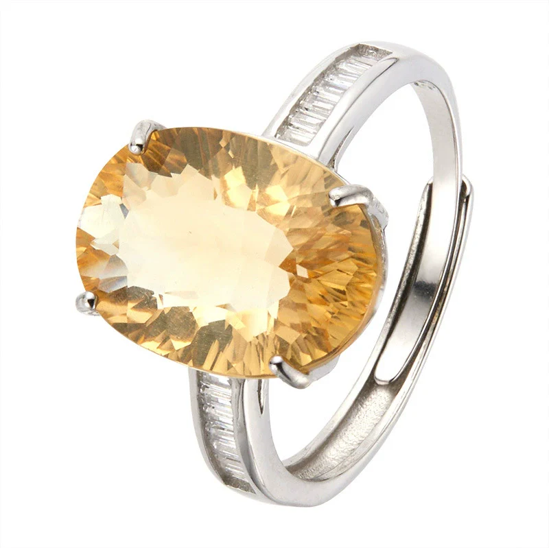 Wholesale Geometric Crystal And Amethyst S925 Sterling Silver 18K Gold Inlaid Light Luxury Unisex Ring - Image 5