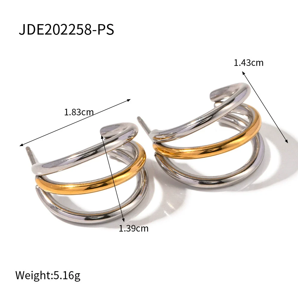 Wholesale Geometric Design Gold And Silver Colormatching Electroplated Stainless Steel Earrings For Women - Image 6