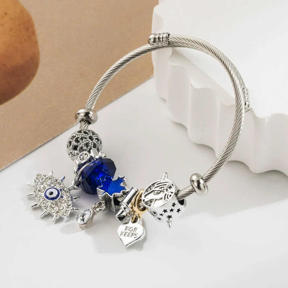 Wholesale Geometric Devil's Eye Beaded Bracelet For Women Fashion Stainless Steel Electroplated - Image 3
