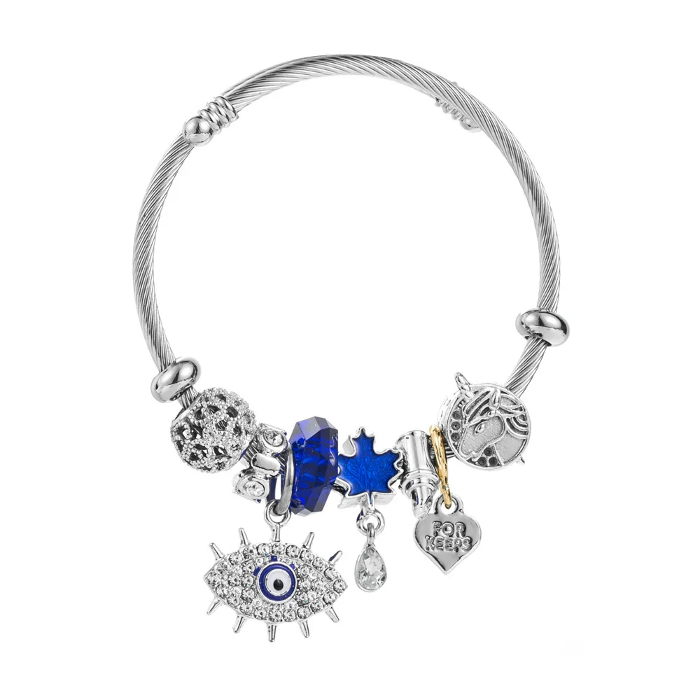 Wholesale Geometric Devil's Eye Beaded Bracelet For Women Fashion Stainless Steel Electroplated - Image 7
