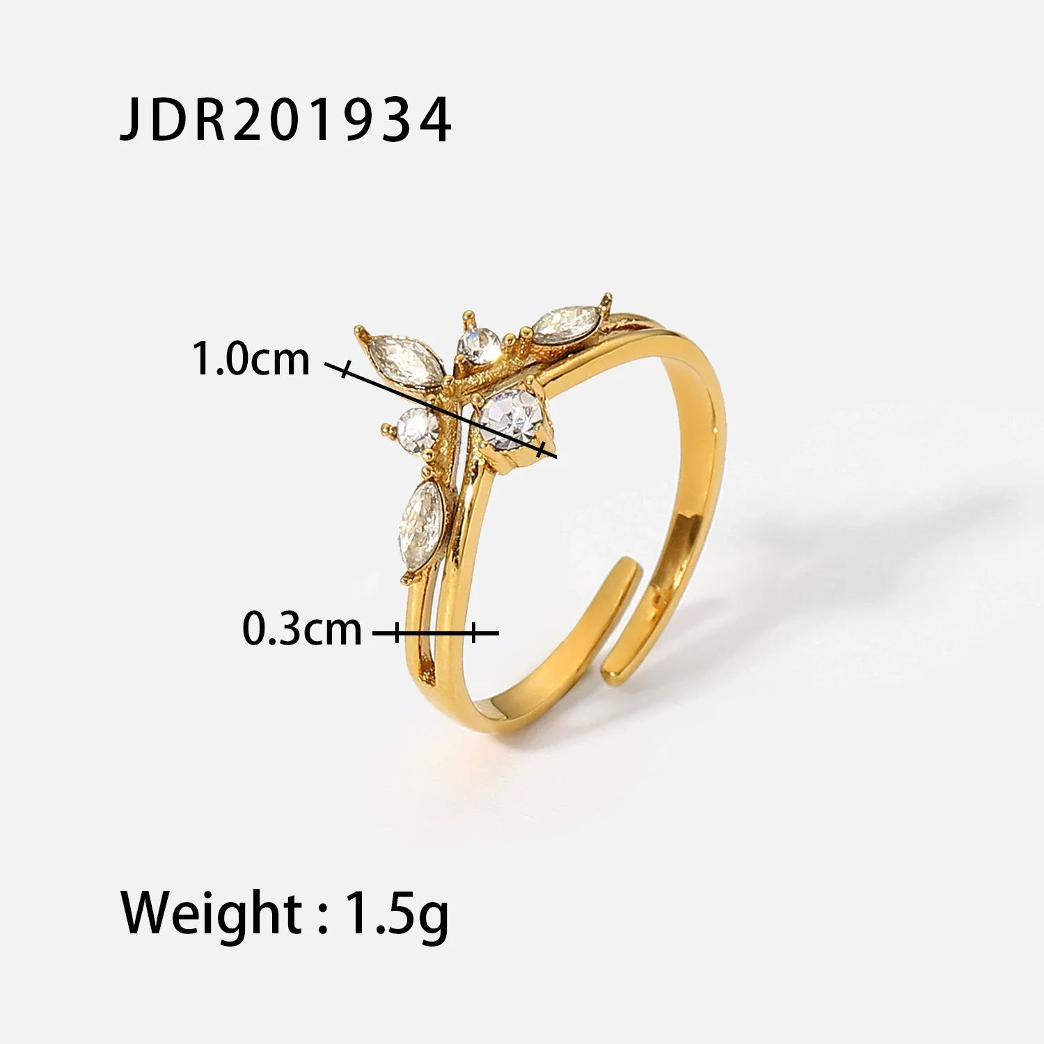 Wholesale Geometric Diamond Inlaid Stainless Steel Ring And Bracelet For Women - Image 6