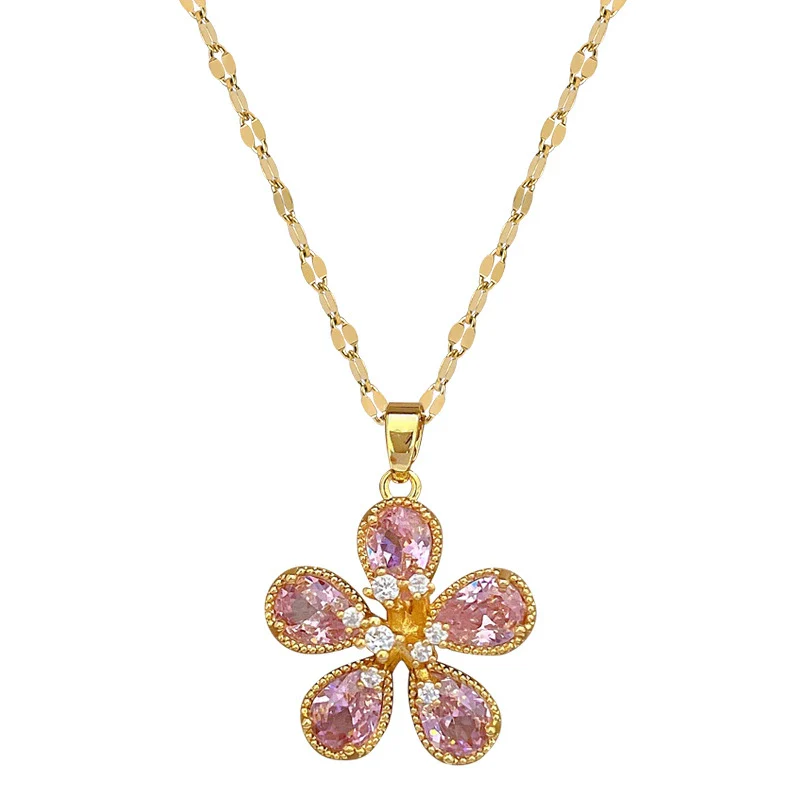 Wholesale Geometric Diamond Necklace Made Of Titanium Steel And Copper For Unisex - Image 4