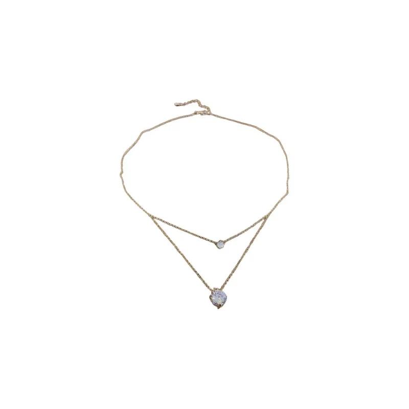 Wholesale Geometric Doublelayer Zircon Inlaid Copper Necklace With Real Gold Electroplated Ochain For Women - Image 5