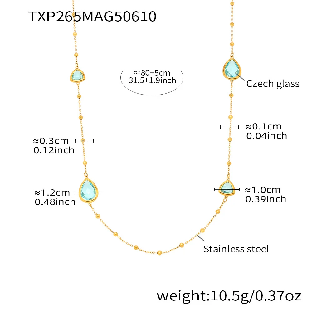 Wholesale Geometric Dropshaped Triangle Design Long Necklace For Women With Faceted Glass Stone And Zircon In Titanium Steel And Stainless Steel Electroplated - Image 9
