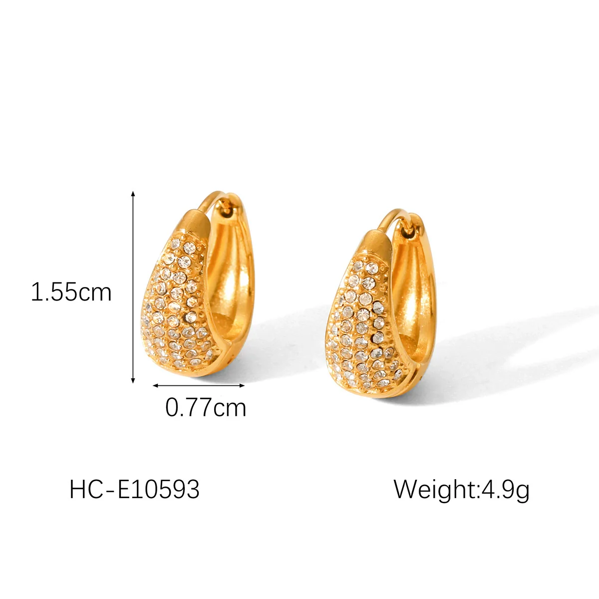 Wholesale Geometric Electroplated 18K Gold Stainless Steel Diamond Earrings For Women - Image 6