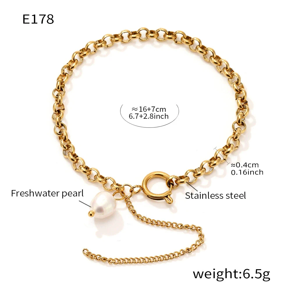 Wholesale Geometric Electroplated Freshwater Pearl And Titanium Steel Bracelet For Unisex - Image 6