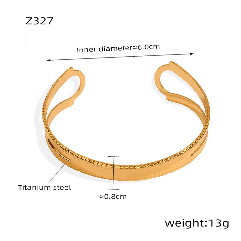 Wholesale Geometric Exaggeration Style Cshaped Titanium Steel 18K Gold Plated Open Bracelet For Female - Image 6