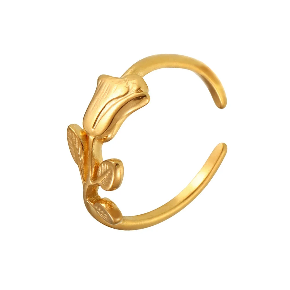 Wholesale Geometric Ferris Wheel And Tulip Ring Titanium Steel Electroplated Unisex Light Luxury Style - Image 4