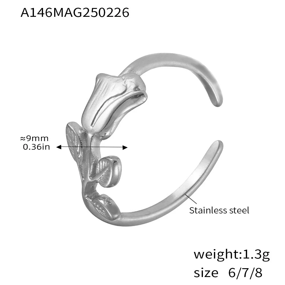 Wholesale Geometric Ferris Wheel And Tulip Ring Titanium Steel Electroplated Unisex Light Luxury Style - Image 5