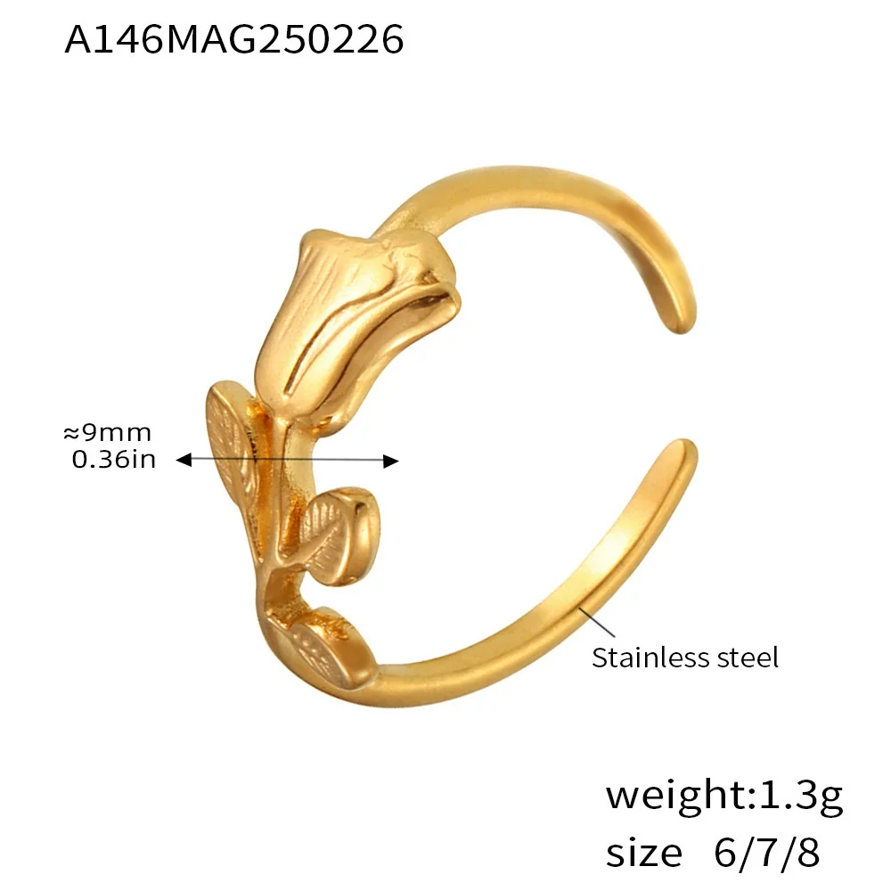 Wholesale Geometric Ferris Wheel And Tulip Ring Titanium Steel Electroplated Unisex Light Luxury Style - Image 6