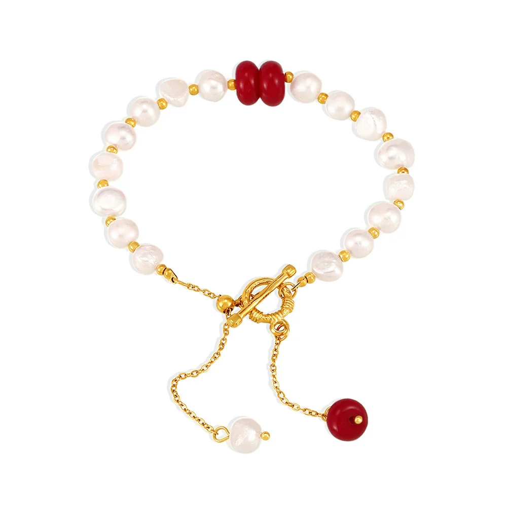 Wholesale Geometric Ferris Wheel Electroplated Stainless Steel And Freshwater Pearl Bracelet For Unisex - Image 5
