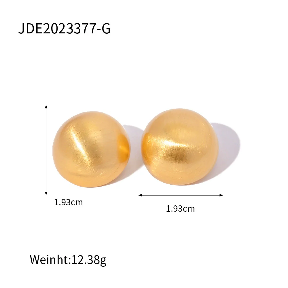 Wholesale Geometric Frosted Brushed Ball Semiround 925 Silver Electroplated Earrings For Women - Image 9