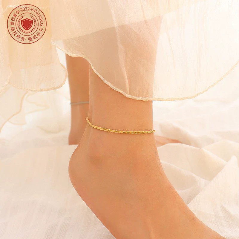 Wholesale Geometric Gold Plated Titanium Steel Cauliflower Chain Anklet Jewelry