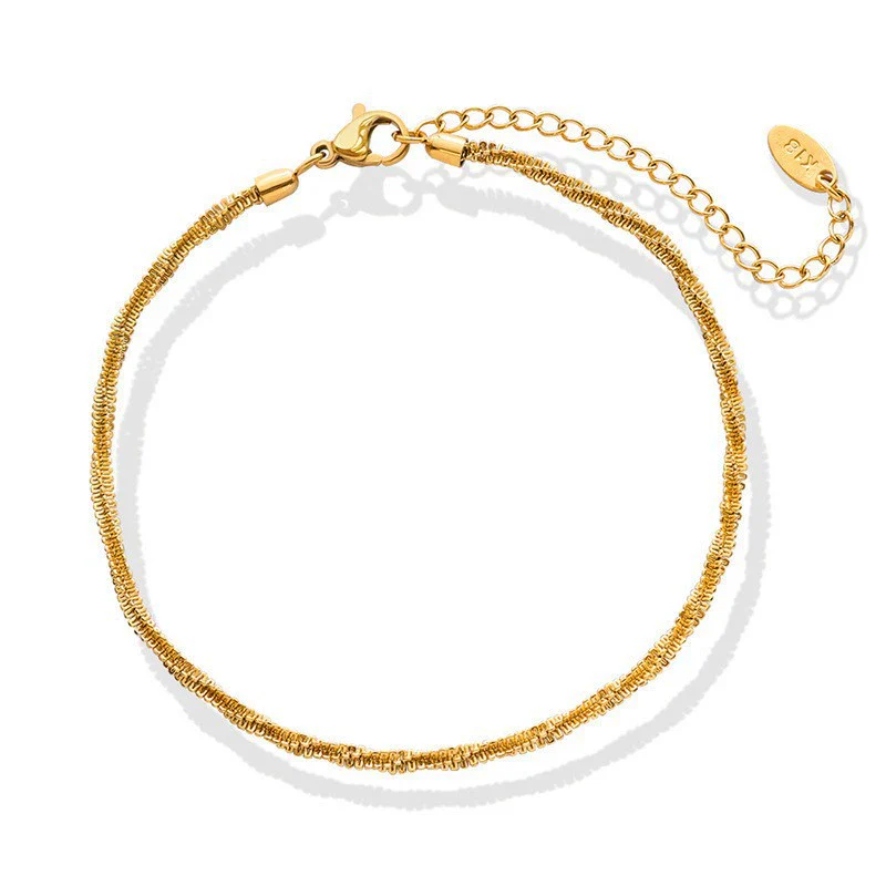Wholesale Geometric Gold Plated Titanium Steel Cauliflower Chain Anklet Jewelry - Image 4