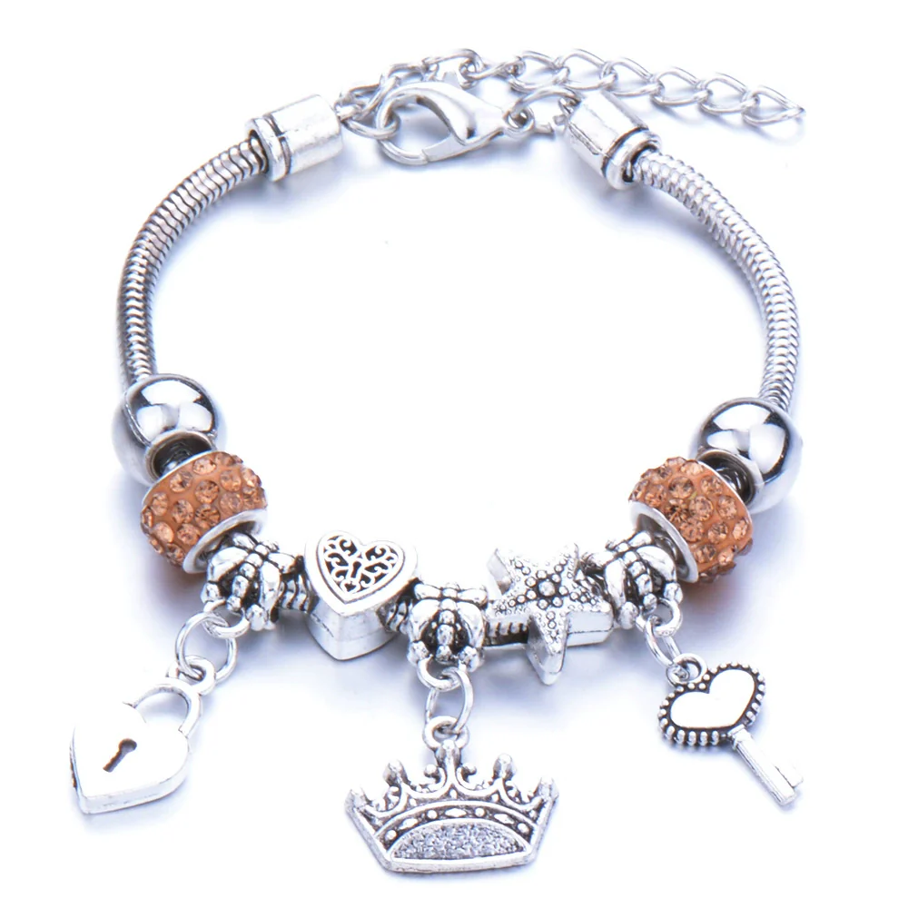 Wholesale Geometric Handmade Alloy Beaded Bracelet With Crown Pendant And Lobster Buckle For Couples - Image 10