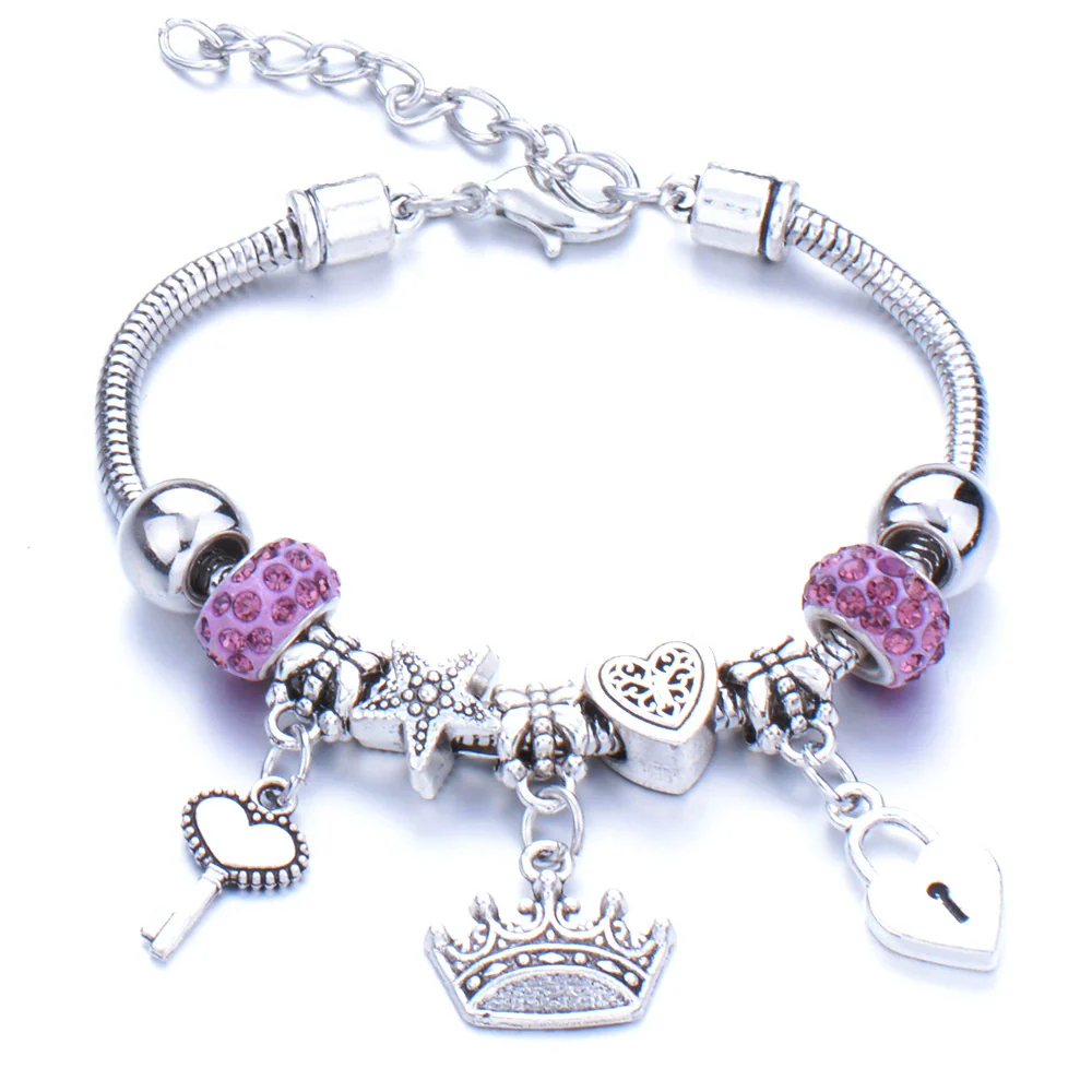 Wholesale Geometric Handmade Alloy Beaded Bracelet With Crown Pendant And Lobster Buckle For Couples - Image 11