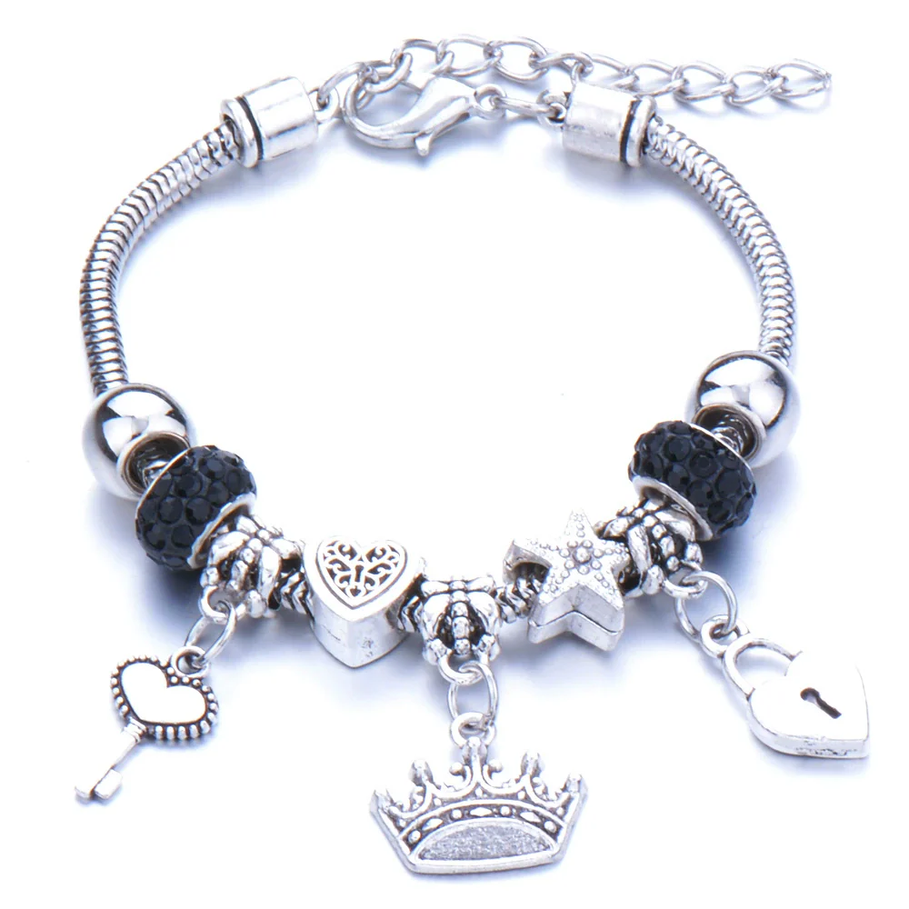 Wholesale Geometric Handmade Alloy Beaded Bracelet With Crown Pendant And Lobster Buckle For Couples - Image 7