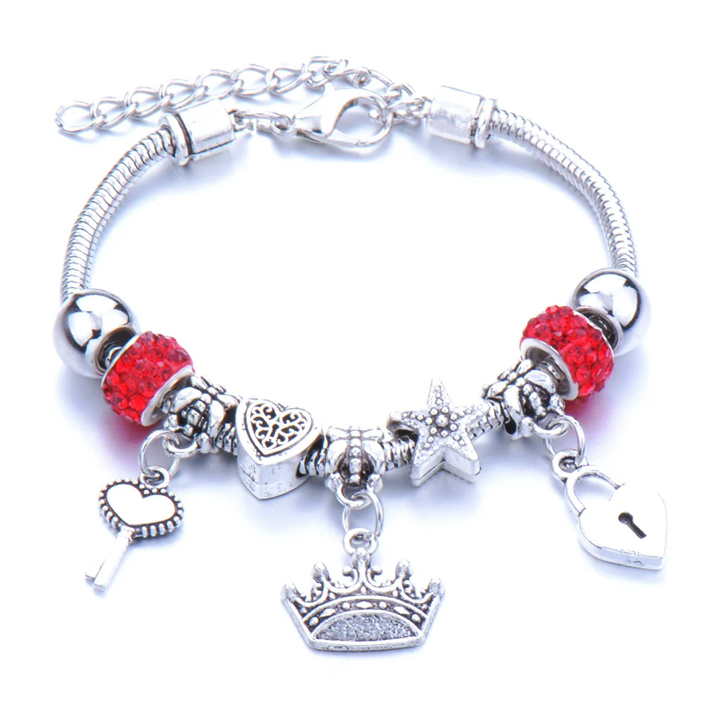 Wholesale Geometric Handmade Alloy Beaded Bracelet With Crown Pendant And Lobster Buckle For Couples - Image 8