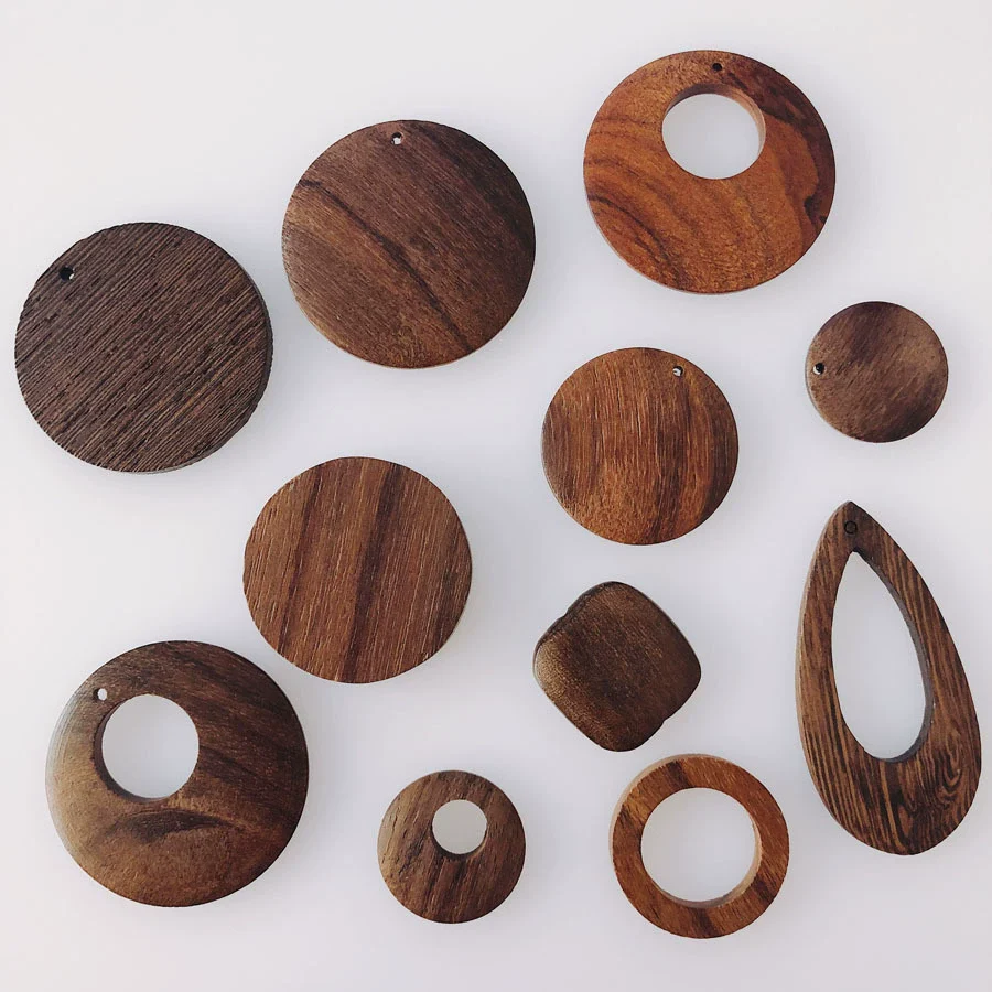Wholesale Geometric Handmade Brown Original Wood Jewelry Accessories For Earrings - Image 2