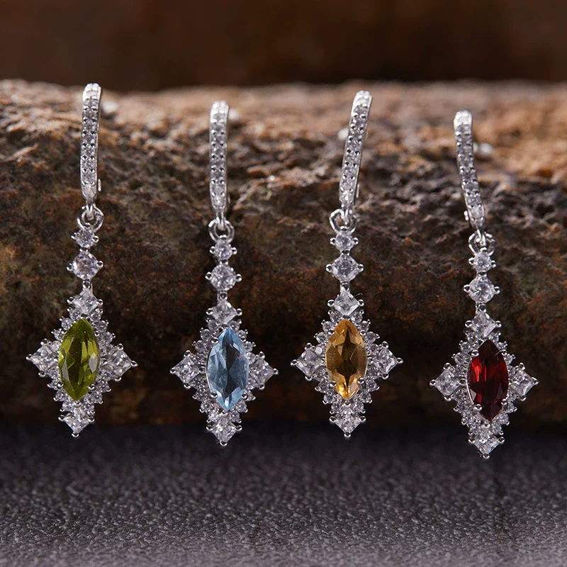 Wholesale Geometric Highend Luxury S925 Sterling Silver 18K Gold Natural Color Treasure Earrings Jewelry - Image 2