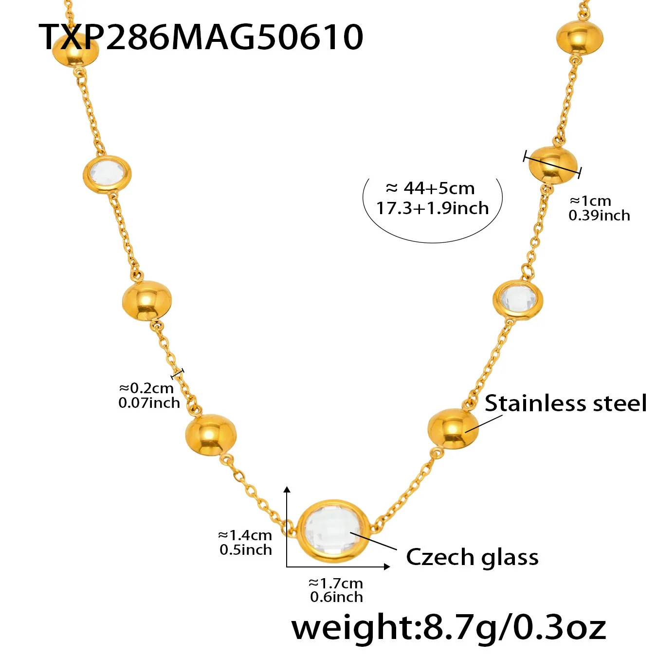 Wholesale Geometric Hollow Circle Splicing Ferris Wheel Design Stainless Steel And Glass Stone Necklace For Women With Electroplating - Image 6