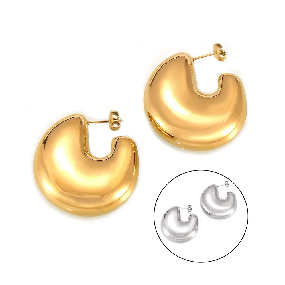 Wholesale Geometric Hollow Ushaped Goldplated Titanium Steel Earrings For Women - Image 5