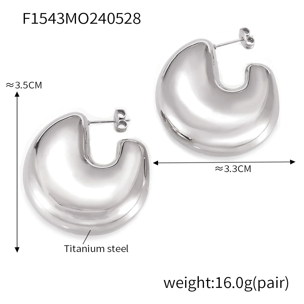 Wholesale Geometric Hollow Ushaped Goldplated Titanium Steel Earrings For Women - Image 6