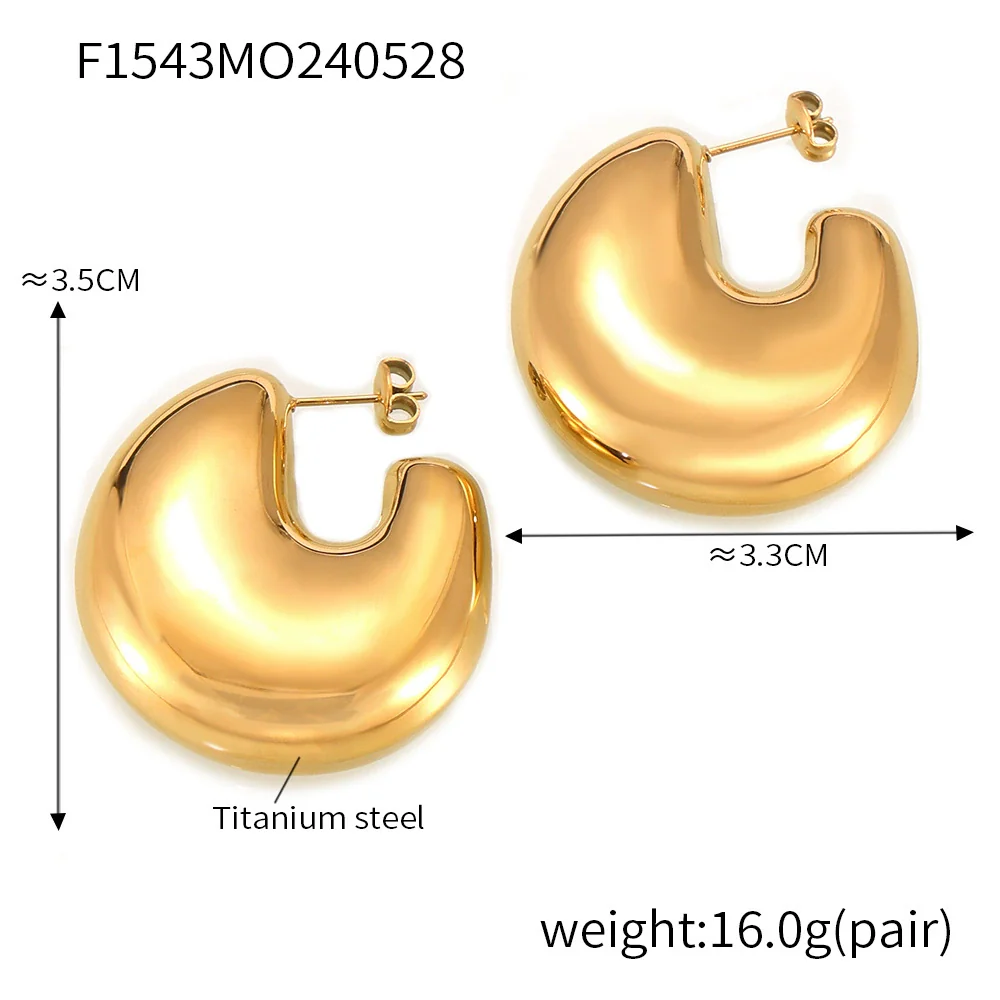 Wholesale Geometric Hollow Ushaped Goldplated Titanium Steel Earrings For Women - Image 7