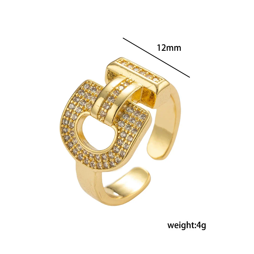 Wholesale Geometric Horseshoe Buckle Open Ring Gold Plated Copper Electroplated Unisex Women's Light Luxury Trendy Fashion - Image 4