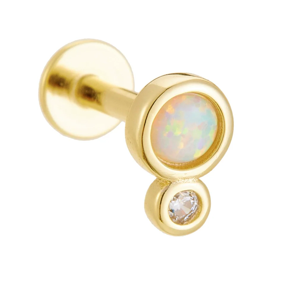 Wholesale Geometric Inlaid Opal Silver Piercing Earring Jewelry For Women And Men - Image 5
