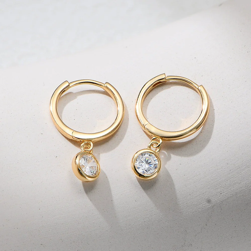 Wholesale Geometric Inlaid Single Zircon 925 Sterling Silver Drop Earrings For Women