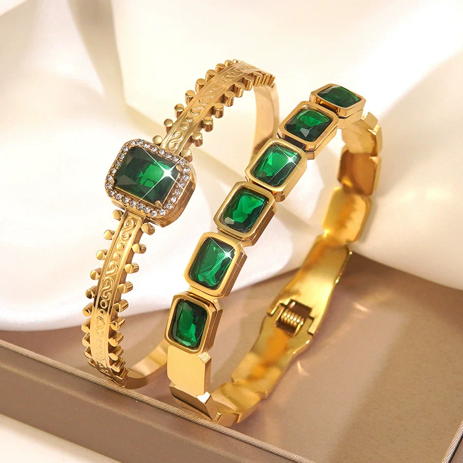 Wholesale Geometric Ins Style Colorful Zircon Stainless Steel Electroplated Bracelet Jewelry - Image 3