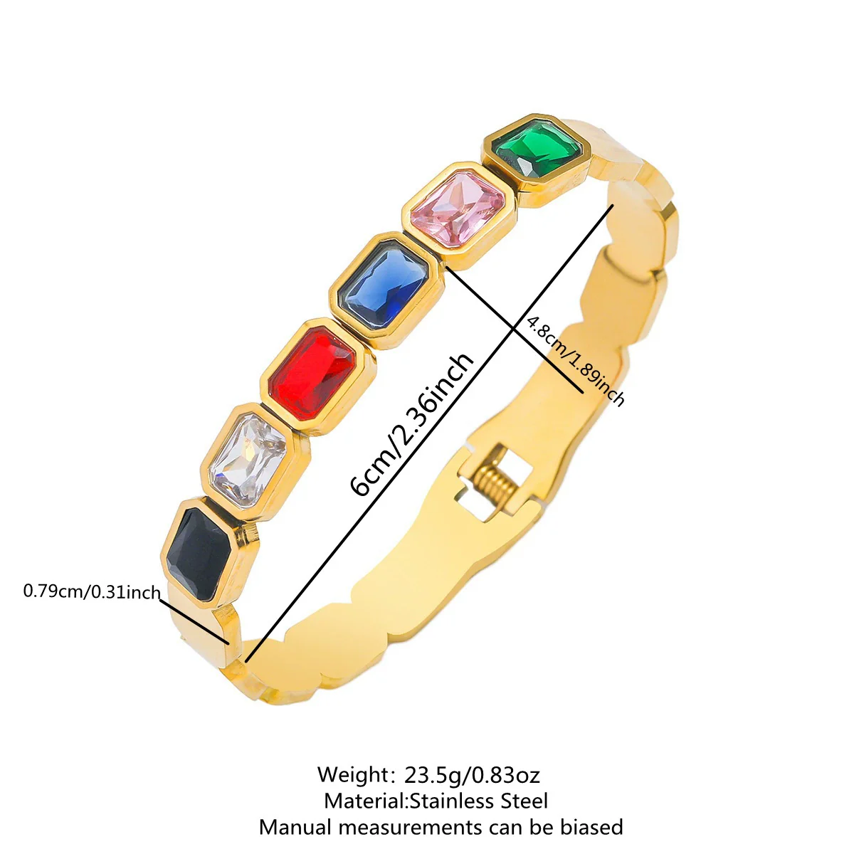Wholesale Geometric Ins Style Colorful Zircon Stainless Steel Electroplated Bracelet Jewelry - Image 6