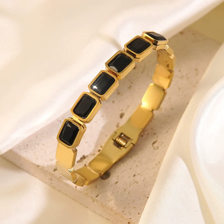 Wholesale Geometric Ins Style Colorful Zircon Stainless Steel Electroplated Bracelet Jewelry - Image 7