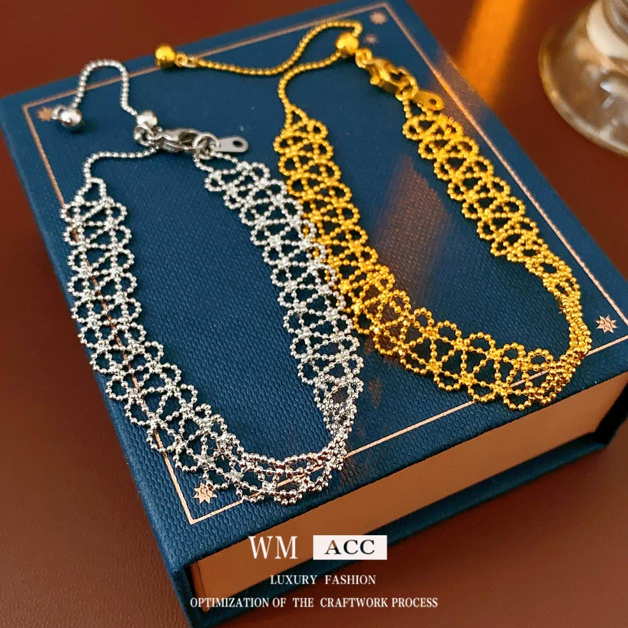 Wholesale Geometric Lace Hollow Bracelet Copper Plastic Real Gold Electroplated For Women - Image 3