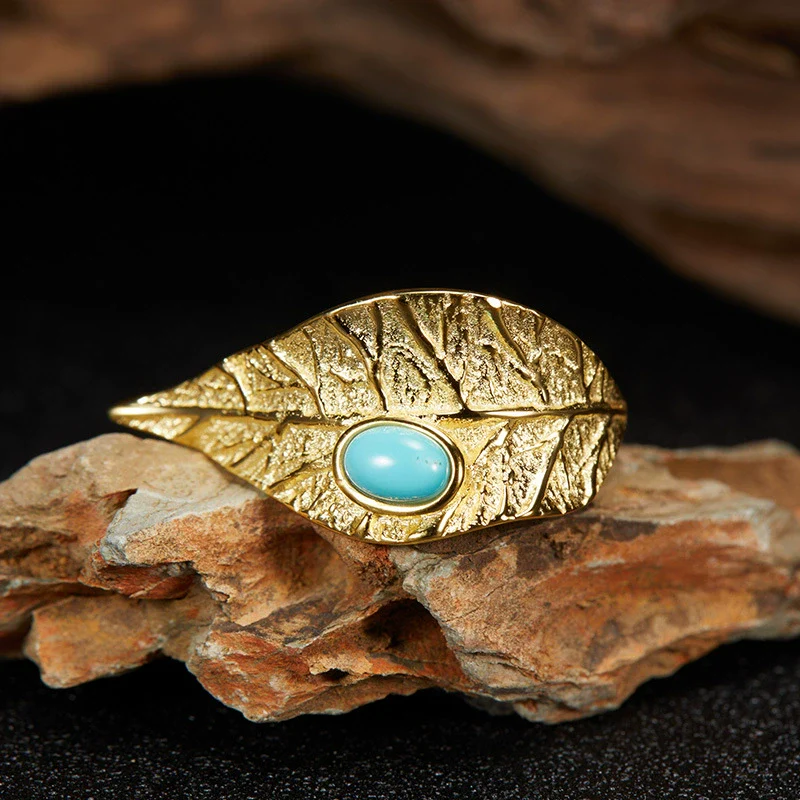 Wholesale Geometric Leaf Design S925 Sterling Silver Ring Set With Gems Unisex - Image 13