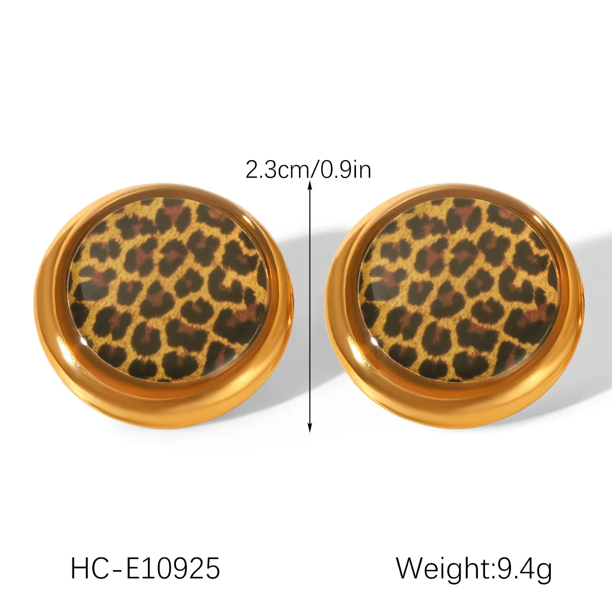 Wholesale Geometric Leopard Print Stainless Steel Gold Plated Earrings And Ring For Women - Image 6