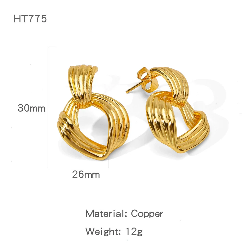 Wholesale Geometric Lines Design Copper Electroplated Women's Earrings - Image 10