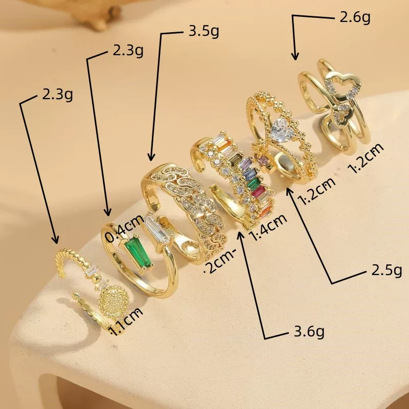 Wholesale Geometric Love Copper Ring With Electroplating For Women - Image 3