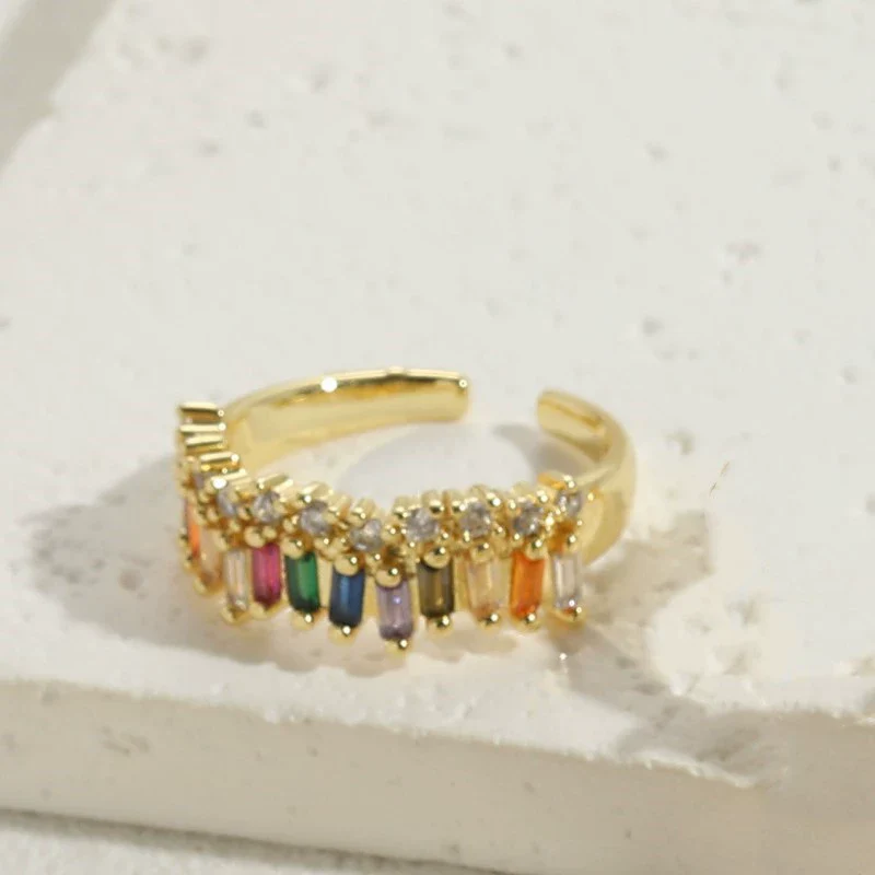 Wholesale Geometric Love Copper Ring With Electroplating For Women - Image 8