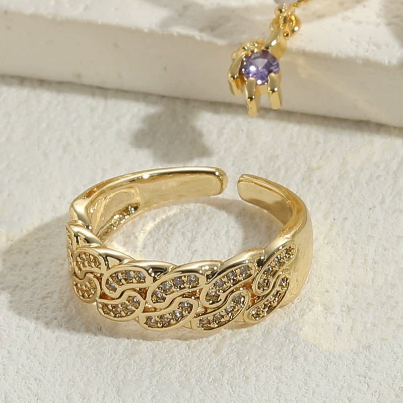 Wholesale Geometric Love Copper Ring With Electroplating For Women - Image 9