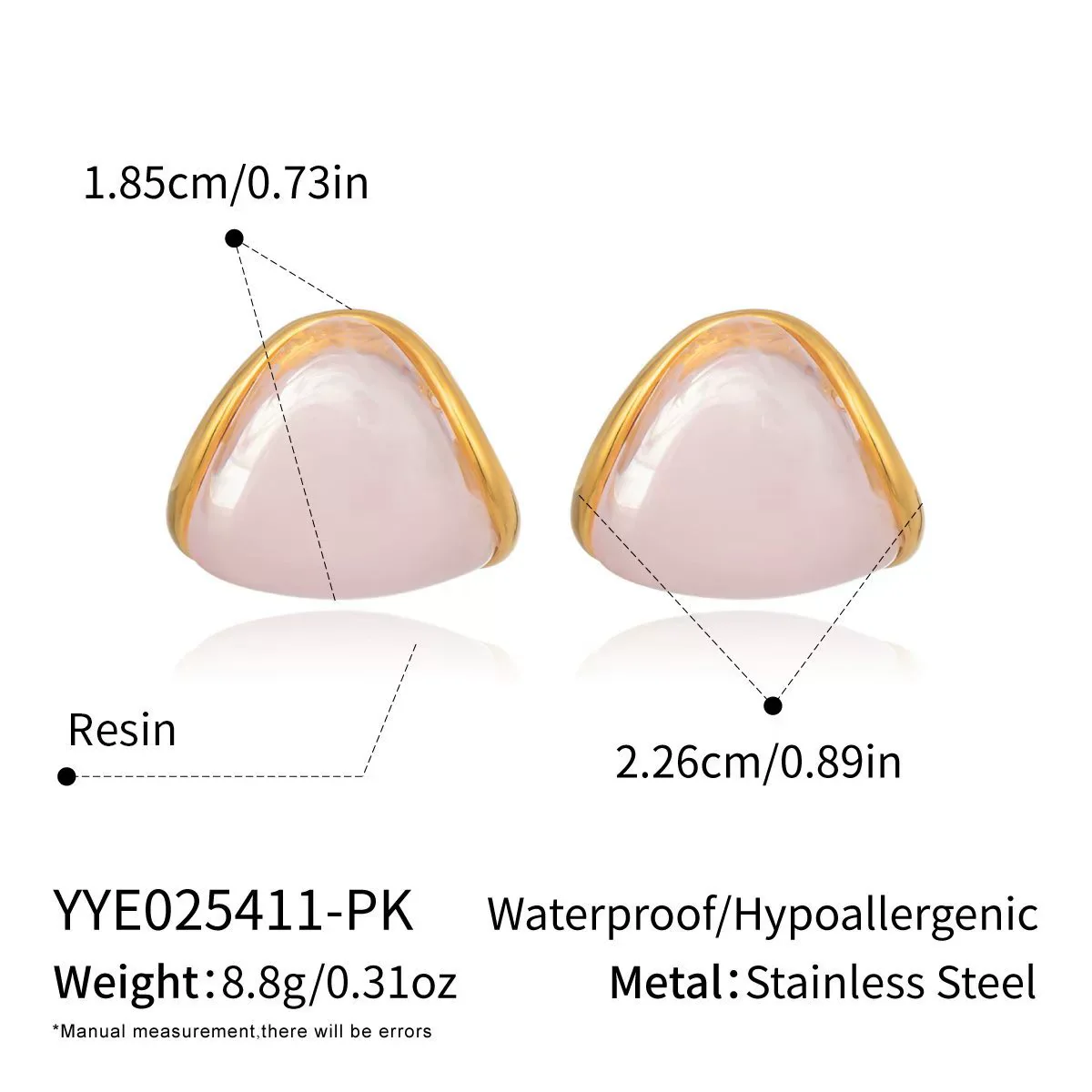 Wholesale Geometric Maillard Coffeecolored Curved Resin And Stainless Steel Earrings With Pvd Furnace Vacuum Real Gold Plating For Women - Image 7