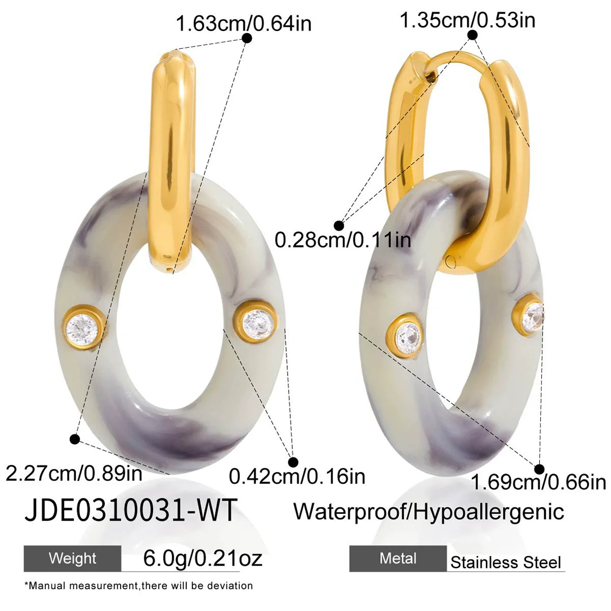 Wholesale Geometric Maillard Style Electroplated Stainless Steel Double Hoop Earrings For Women - Image 8